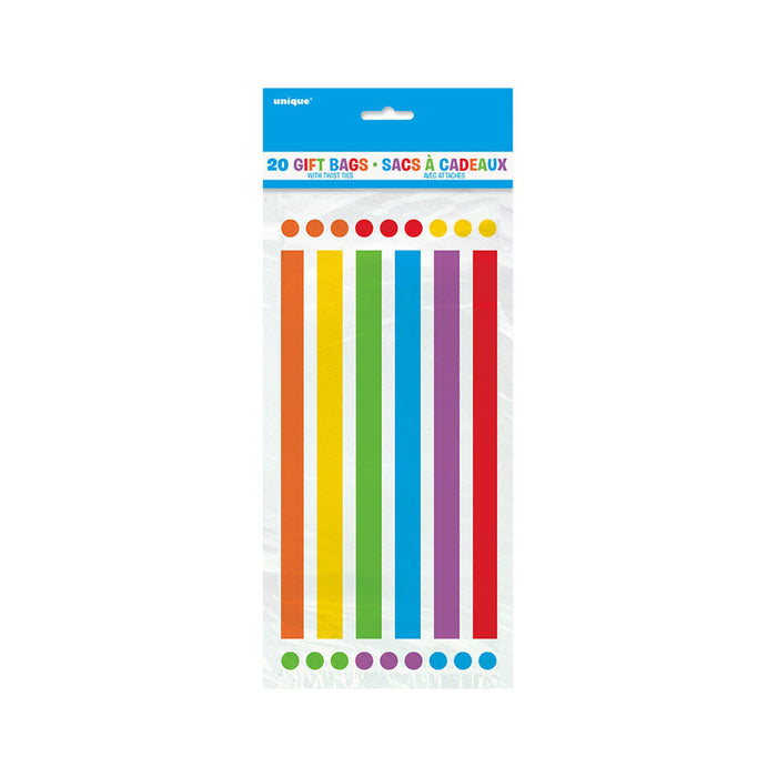 Geschenktüte Cello 12x28cm/20St. Rainbow Party