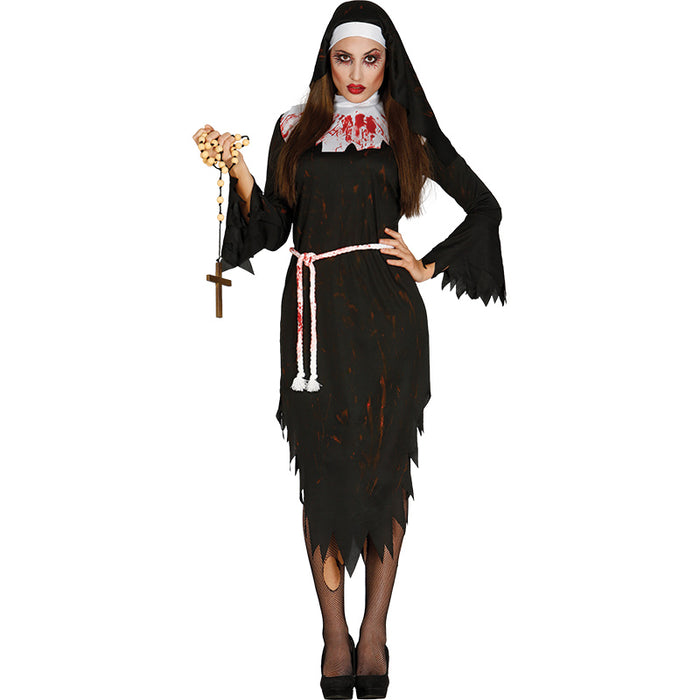 Kostüm Lady Zombie Nonne Kleid,Haube,Gürtel Gr.L