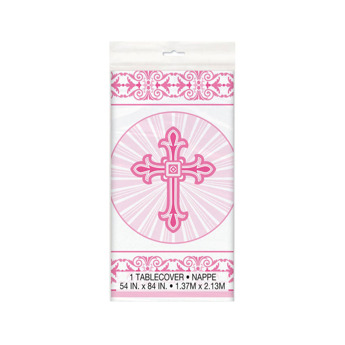 Tischdecke PVC Kreuz Pink 137x213cm