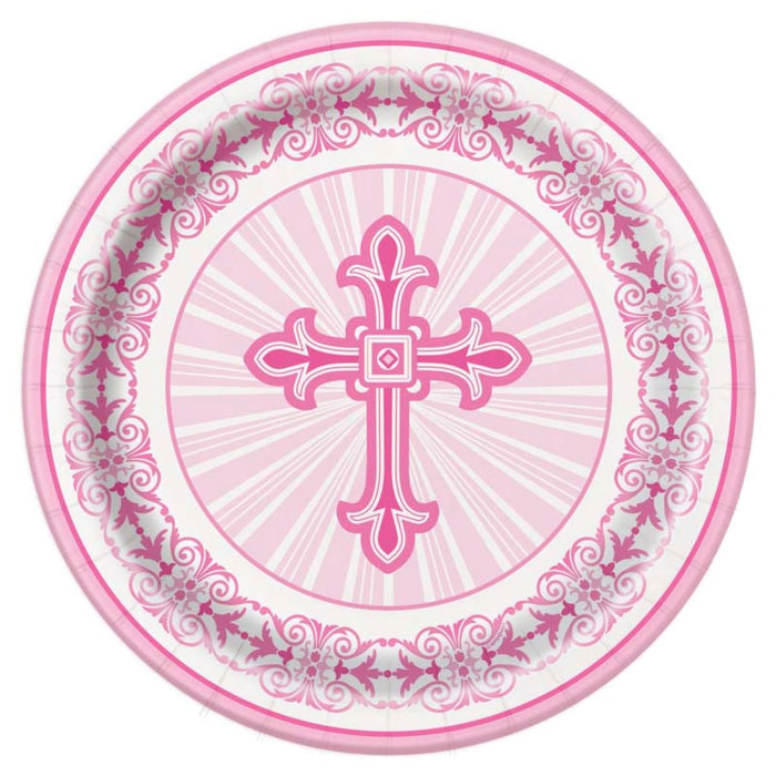 Pappteller "Kreuz Pink" | Ø23cm/8Stk.