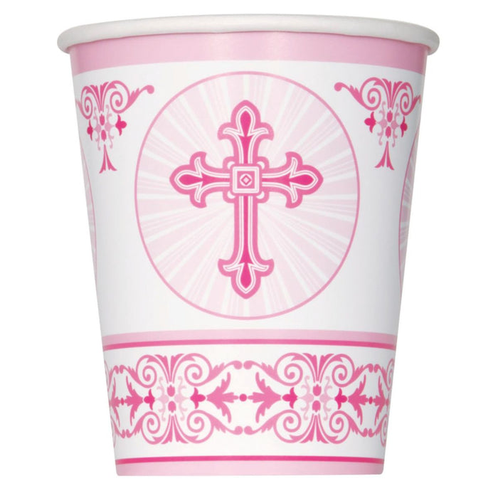 Pappbecher Kreuz Pink 8Stk.