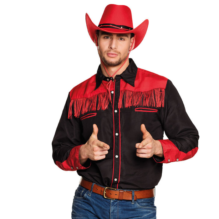 Kostüm Western Hemd Schwarz/Rot Gr.M