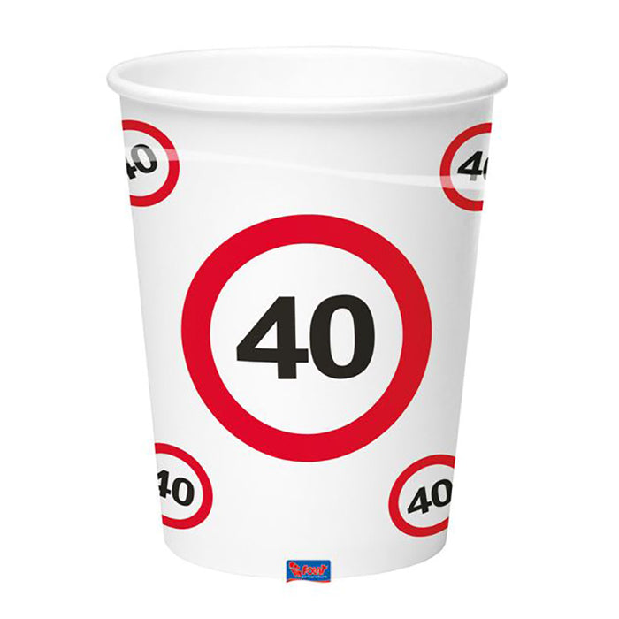 Pappbecher Verkehrsschild 40 8Stk./350ml