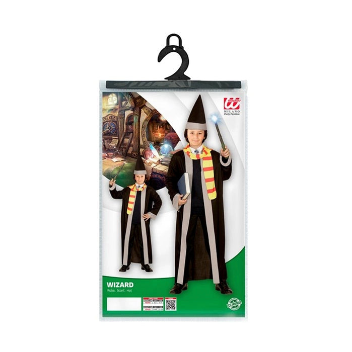Kostüm Kid Zauberer (Robe, Schal, Hut)