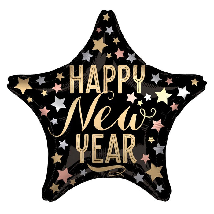 ABC18 Stern Folienballon Ø 43 cm "Happy New Year"
