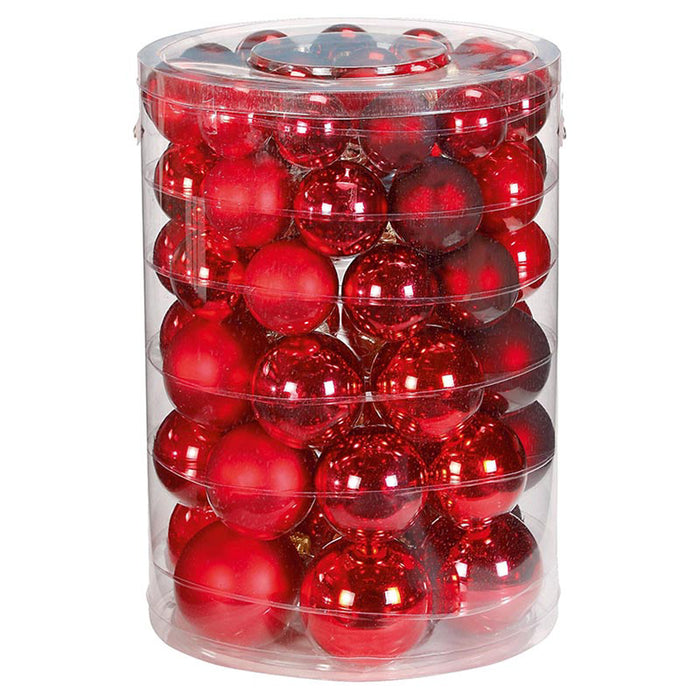 Weihnachtskugeln Rot | Ø 4+5+6+7 cm | 60 Stück | bruchsicher | Glänzend & matt
