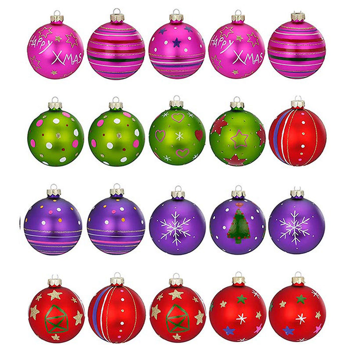 Weihnachtskugeln Happy Xmas | Ø 6 cm | 20 Stück | Glas | Bunt