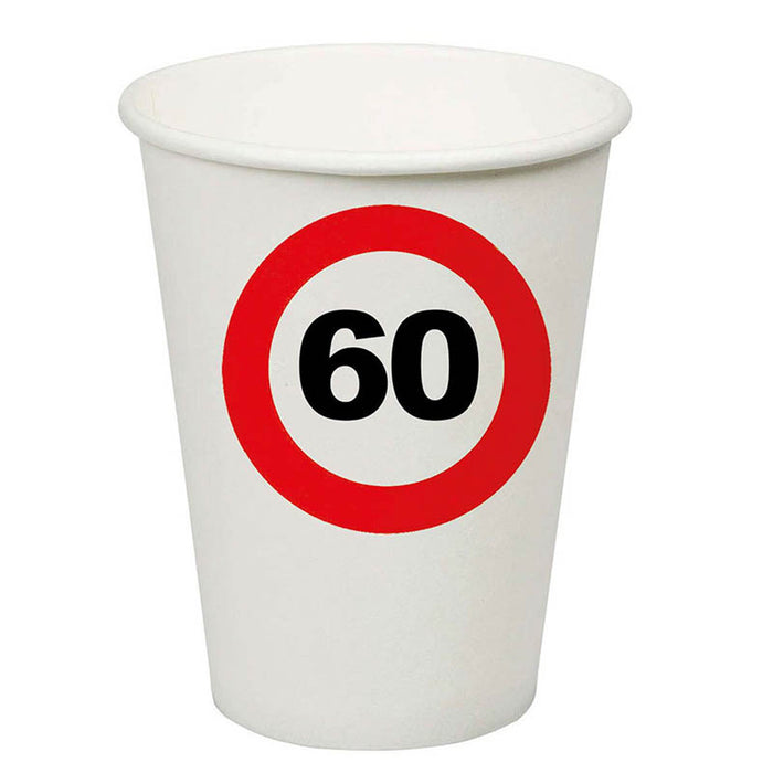 Pappbecher Verkehrsschild #60 | 250ml/8Stk.