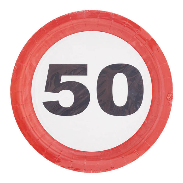 Pappteller Verkehrsschild #50 | 23cm/8Stk.