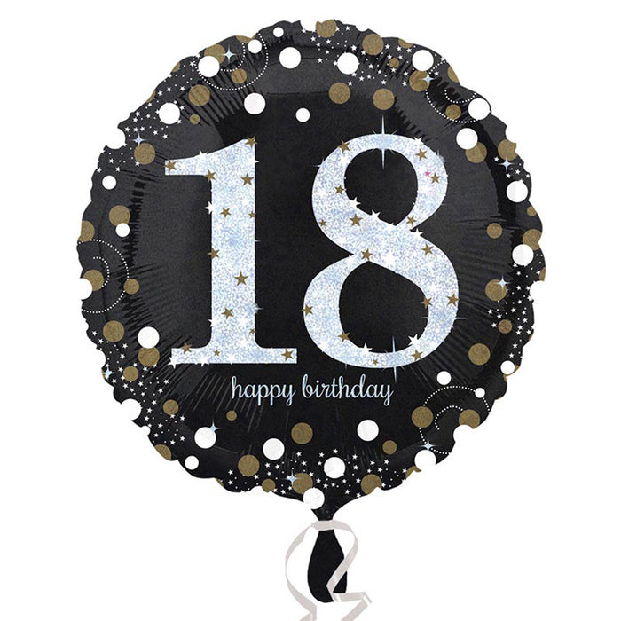 ABC18 Folienballon "Sparkling Gold" | Ø43cm #18