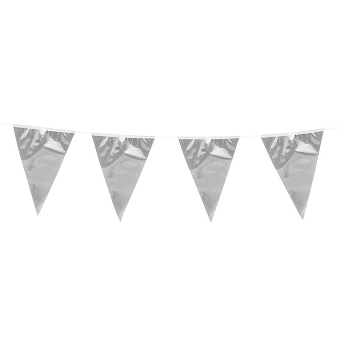 Wimpelkette PE 30x20cm L: 10m | Metallic Silber