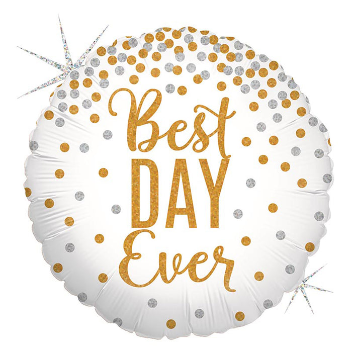 ABC18 Folienballon "Best Day Ever Glittering" | Ø 46 cm