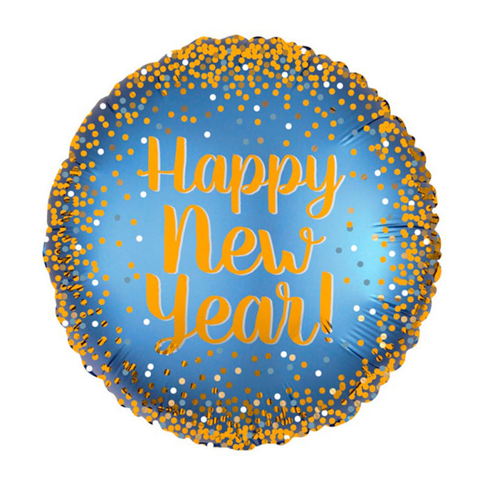 ABC18 Folienballon Ø 43 cm "Happy New Year" Dots Gold Satin