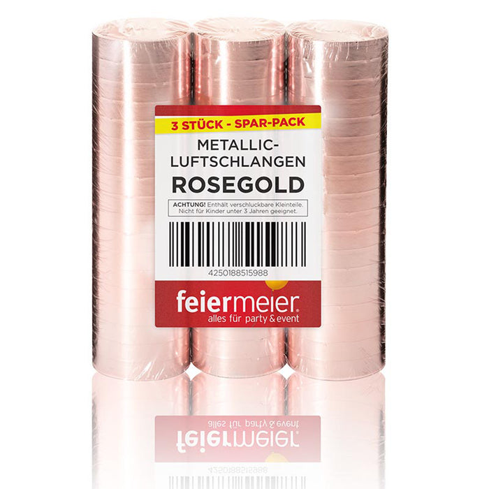 Luftschlangen "Metallic" 4m / 3 Rollen | Roségold