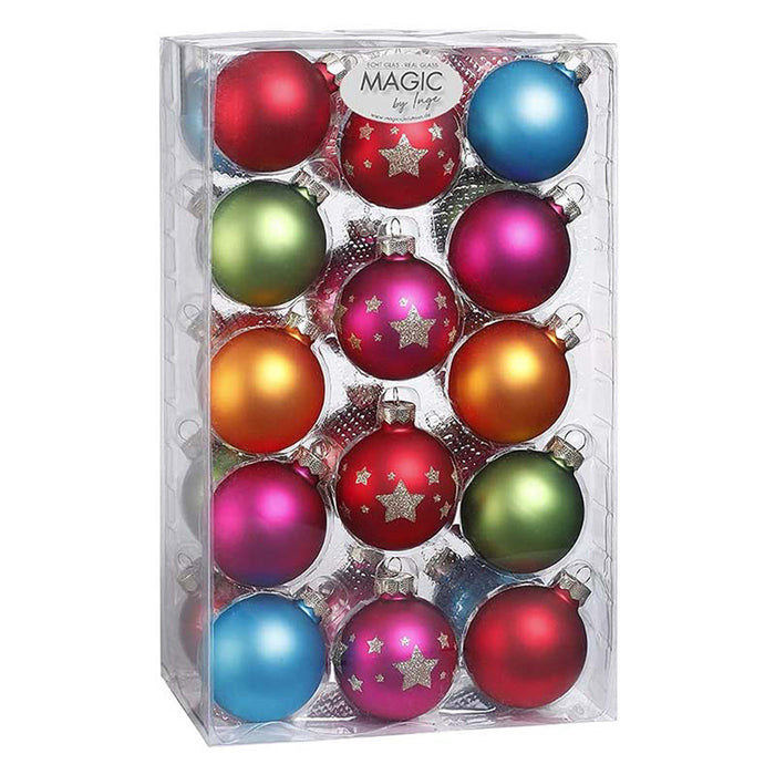 Weihnachtskugeln MilleFiori | Ø 6 cm | 28 Stück | Glas | Bunt verziert