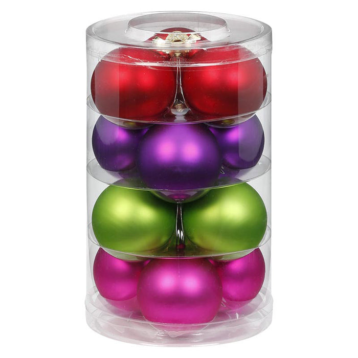 Weihnachtskugeln Happy Xmas | Ø 6 cm | 12 Stück | Glas | Bunte Mini-Kugeln
