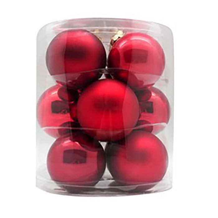 Weihnachtskugeln Ruby Red | Ø 8 cm | 9 Stück | Glas | Glänzend & matt