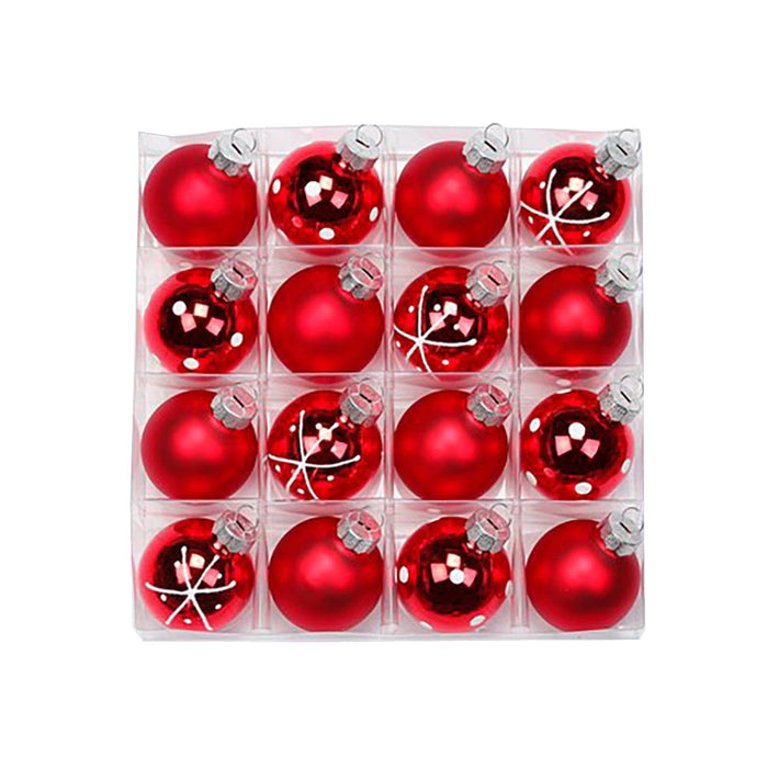 Weihnachtskugeln Merry Red | Ø 4 cm | 16 Stück | Glas | Rot | Mini