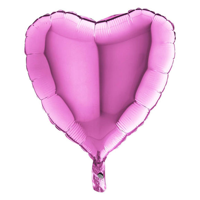 ABC18 Herz Folienballon Uni | Ø 46 cm Fuchsia