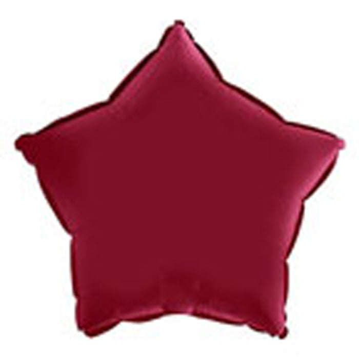 ABC18 Stern Folienballon Uni | Ø 46 cm Satin Kirsch Rot