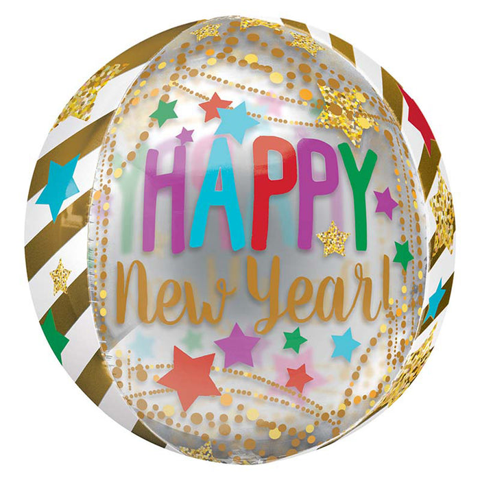 ABC 3D Orbz Happy New Year Gold Sterne