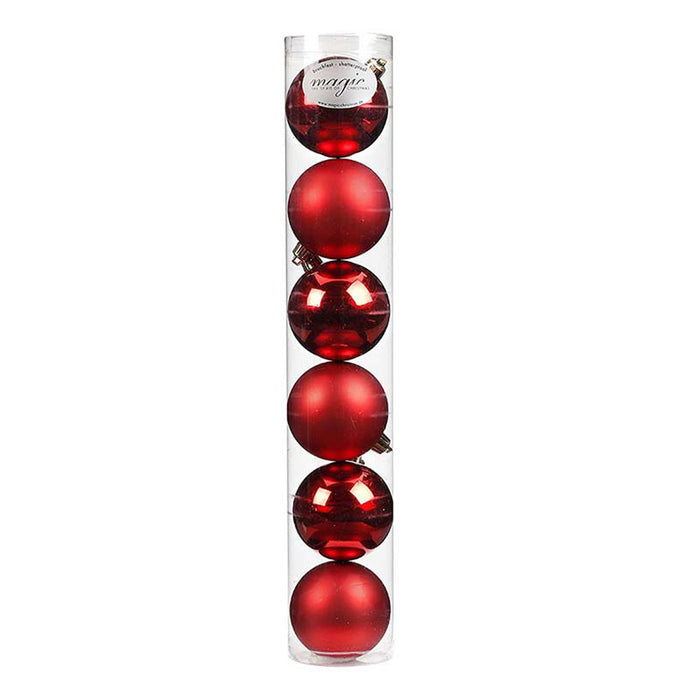 Weihnachtskugeln Rot | Ø 8 cm | 6 Stück | Kunststoff bruchsicher | Glänzend & matt