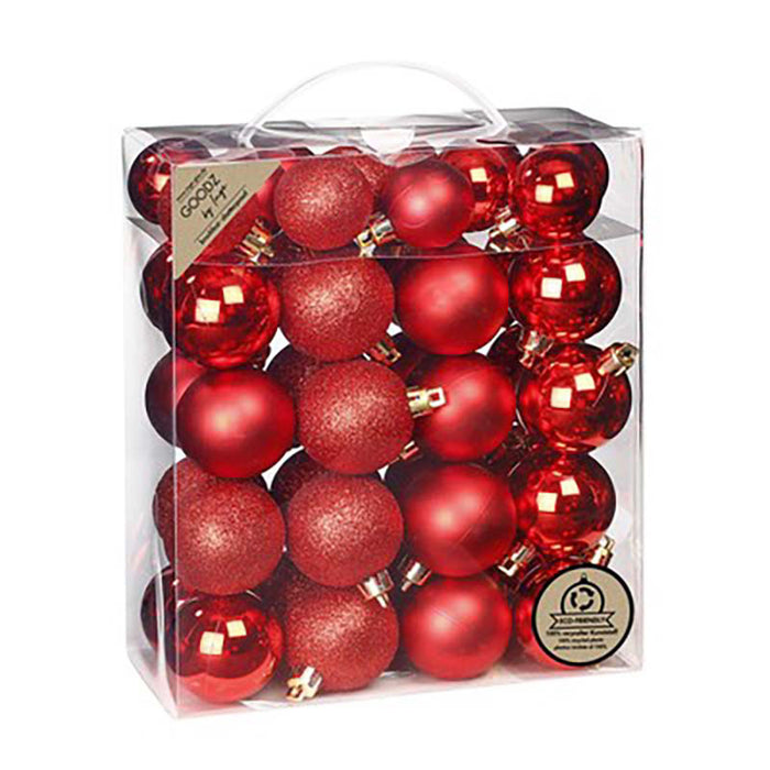 Weihnachtskugeln Rot | Ø 4+5 cm | 44 Stück | bruchsicher | Glänzend & matt
