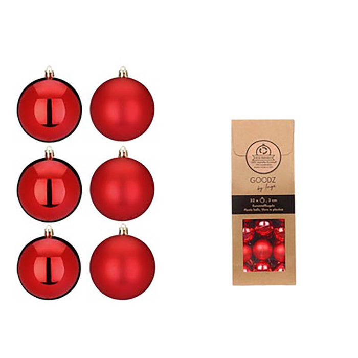 Weihnachtskugeln Rot | Ø 3 cm | 32 Stück | bruchsicher | Glänzend & matt