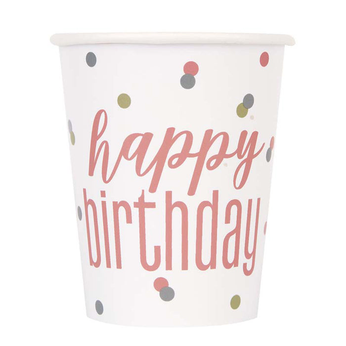 Pappbecher HB Glitz Rosegold 266ml/8Stk.