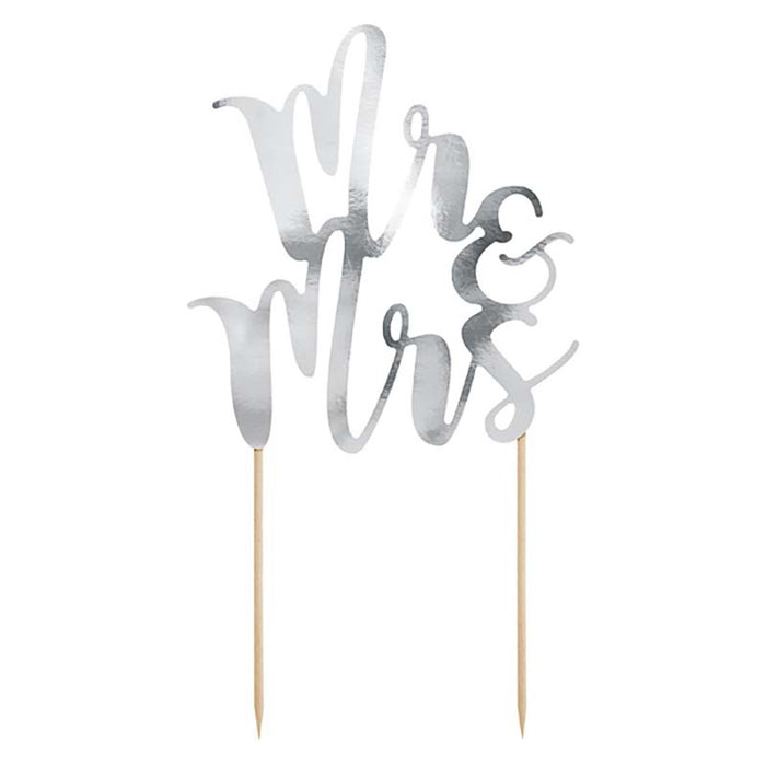 Tortendeko Hochzeit "Mr & Mrs" 25,5cm | Silber