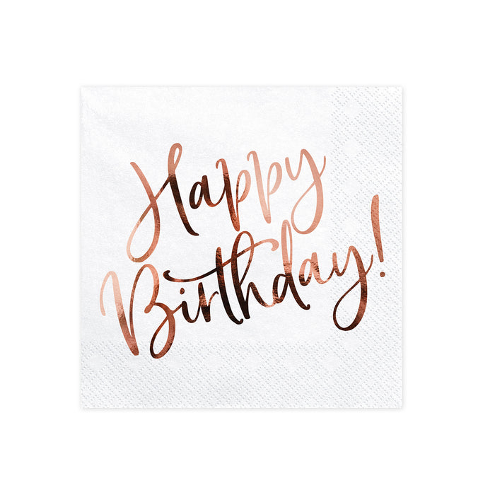 Servietten "Happy Birthday Roségold" 20Stk./33x33cm
