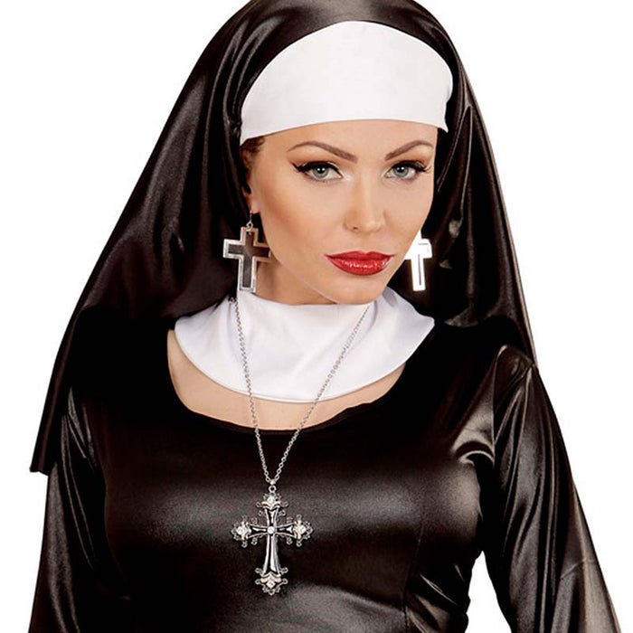 Ohrringe Kreuz Silber Schwarz