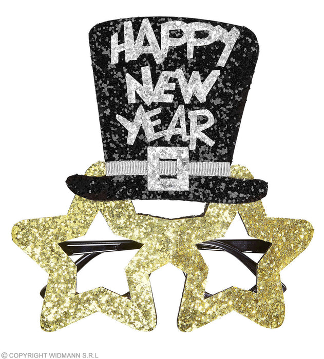 Brille Happy New Year Gold