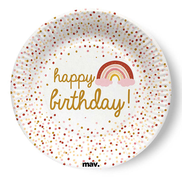 Pappteller "HB Boho Birthday" | Ø18cm/8Stk.