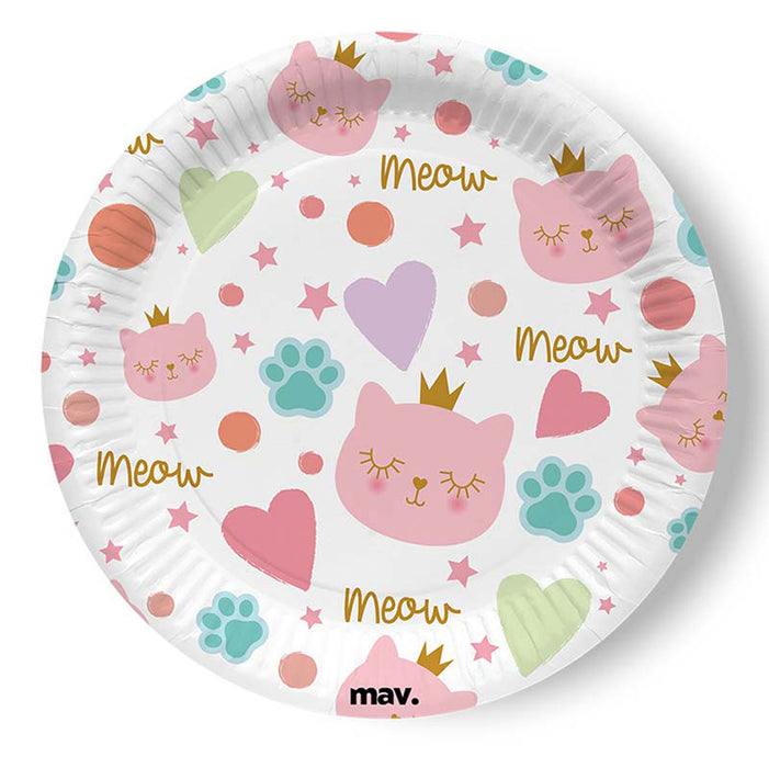 Pappteller "Cat Princess" | Ø23cm/8Stk.