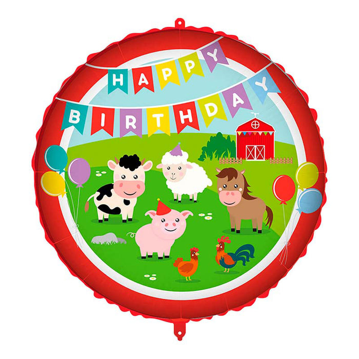 ABC18 Folienballon "Happy Birthday" Bauernhof | Ø 45 cm