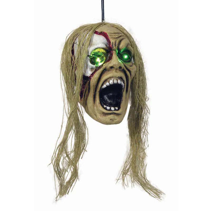 Hängefigur Zombie Kopf mit Licht