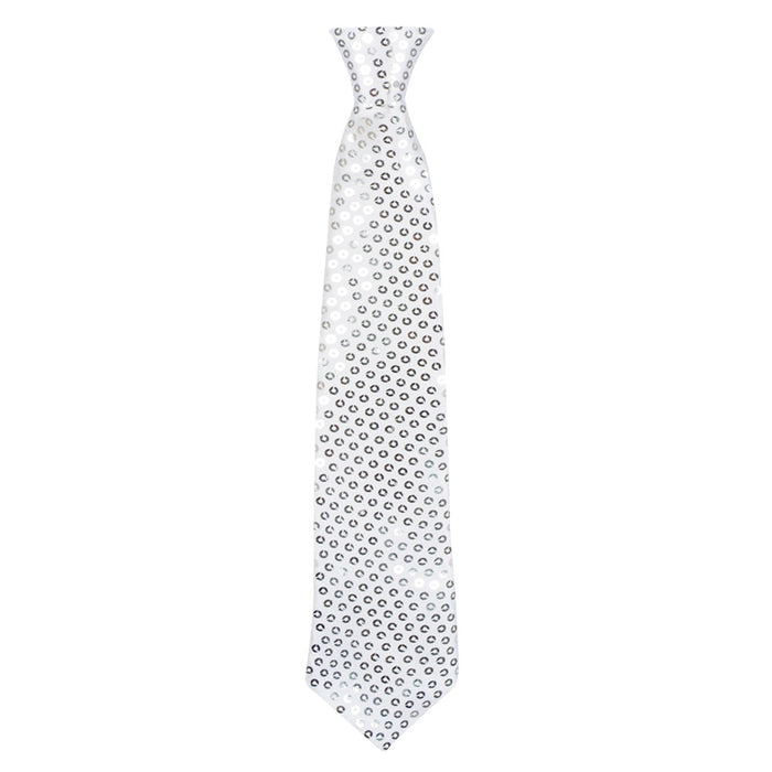 Krawatte "Spangles" mit Pailletten - 40 cm | Silber