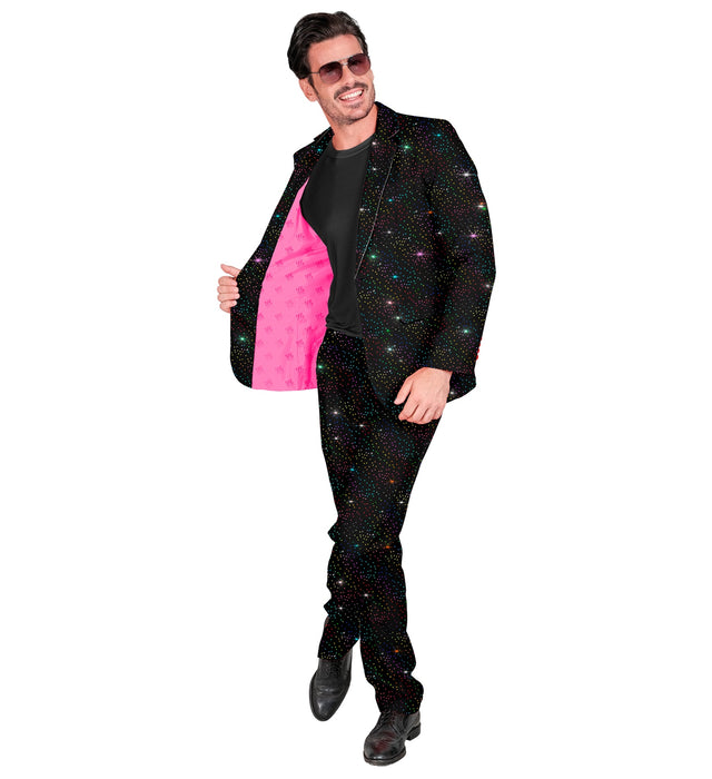 Designer Anzug "Mr. Sparkling Black" 2-tlg. | Schwarz Mehrfarbig - Herren Kostüm