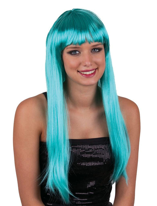 Damen Langhaar Perücke "Alexis" mit Pony - 57651 | Azurblau