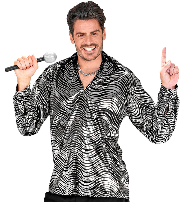 Disco Hemd "Fever" für Herren | Silber Schwarz