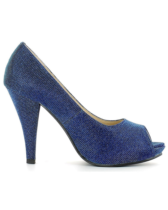 Glitzer Peeptoe Damen Schuhe - Blau