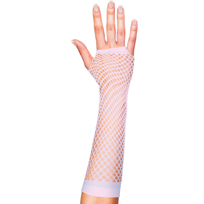 Lange Fingerlose Netzhandschuhe "New York" | Weiß