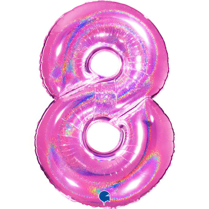 Riesenzahl Folienballon 40"/102cm | Holo Pink #8