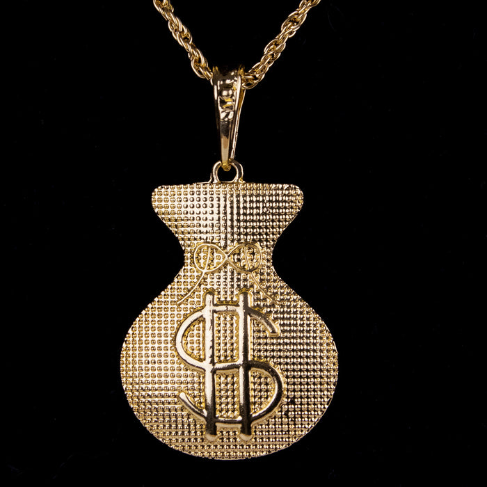 Geldsack mit Dollar Zeichen Halskette | Gold