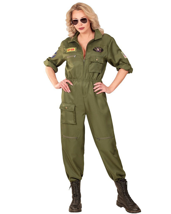 "Kampfjet Pilotin" Damenkostüm - Flieger Overall | Grün