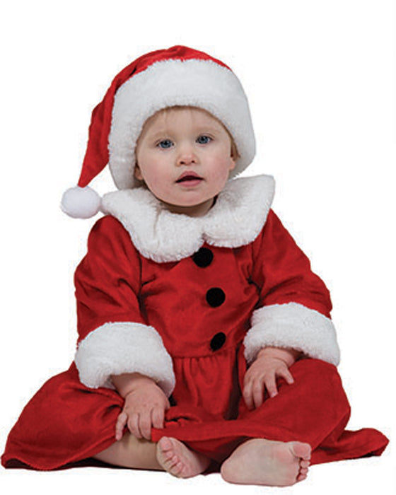 Weihnachtsmann Kinderkostüm für Mädchen | Kleid mit Nikolausmütze
