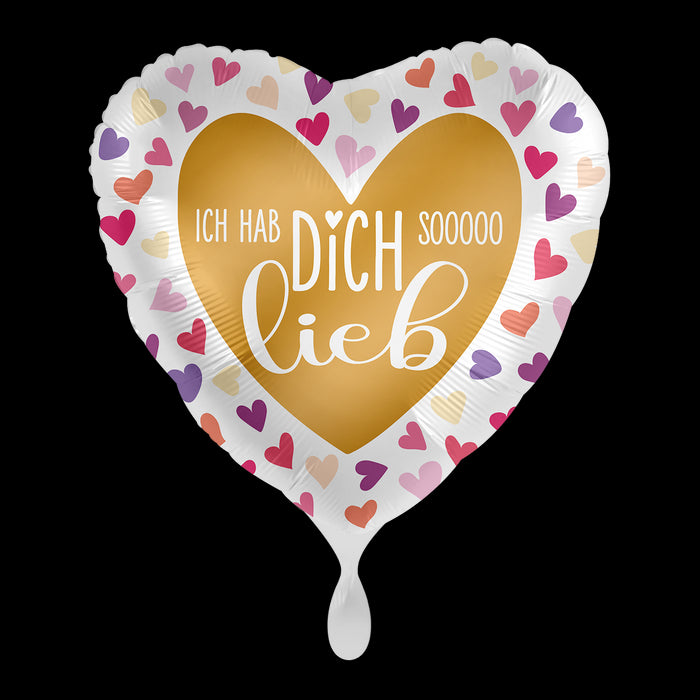 ABC18 Herz Folienballon Ø 43cm "Ich hab dich sooo lieb"