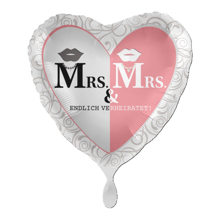 ABC18 Herz Folienballon "Mrs. & Mrs." | Ø 43 cm