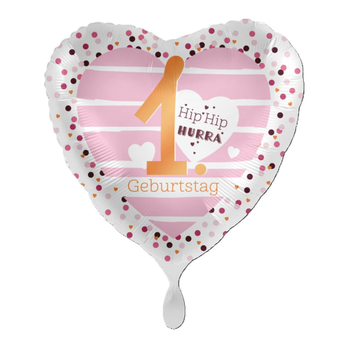 ABC18 Herz Folienballon Hip Hip Hurra #1 | Ø 43 cm